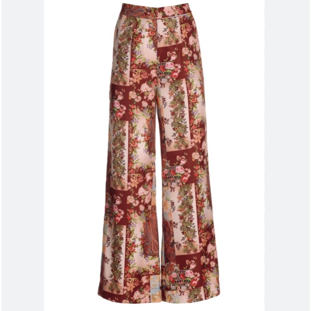 BOSTON PROPER Patchwork Print High Waist Palazzo Pants Womens size Medium NWT
